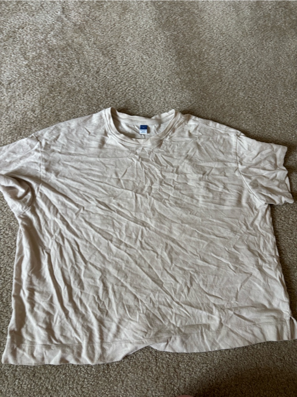 Old Navy Light Beige Crew Neck Crop T-Shirt
